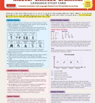 Mandarin Chinese Grammar Language Study Card : Essential Grammar Points for HSK and AP Tests (Includes Online Audio) For Discount