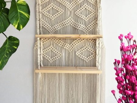 ecofynd cotton wall hanging wooden shelf, floating rack for bedroom living room and bathroom Sale