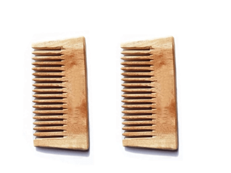 Kacchi neem wood detangle long comb (pack of 2) | THE EARTH TRADING Cheap